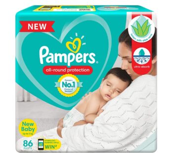 Pampers Baby All round Protection Pants, New Born, Extra Small size baby diapers (NB,XS) 86 Count