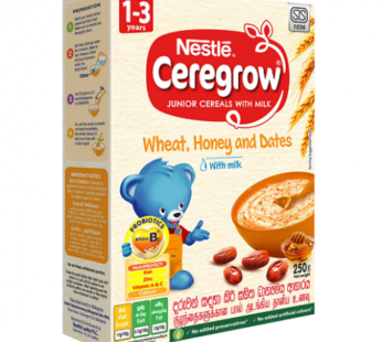 Nestlé CEREGROW Junior Cereal Wheat, Honey & Dates with Milk from 1-3 years, 250g BIB Pack