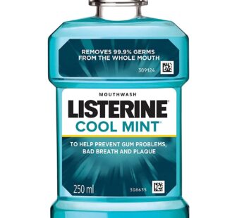 Listerine Cool Mint Mouthwash Liquid, Removes 99.9% Germs, 250ml