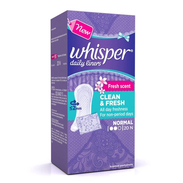 Whisper Clean and Fresh Daily Liners 20 Count Sanitary pads for women